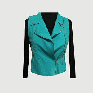 Linen turquoise vest-Size small